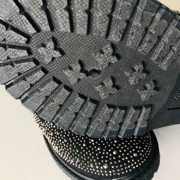 ROCK & CANDY "Lilyana" Front Lace-Up Silver Studded Boots Size 7 - Picture 7 of 8